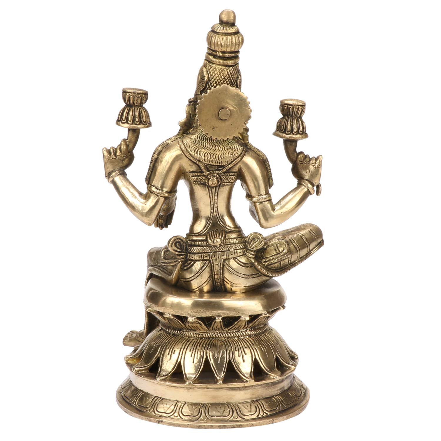 Kartique Brass Idol Murti Of Laxmi On Lotus Pedestal | Laxhmi Padmavati Staue | Home Mandir Decor | Height 12 Inches (Gold)
